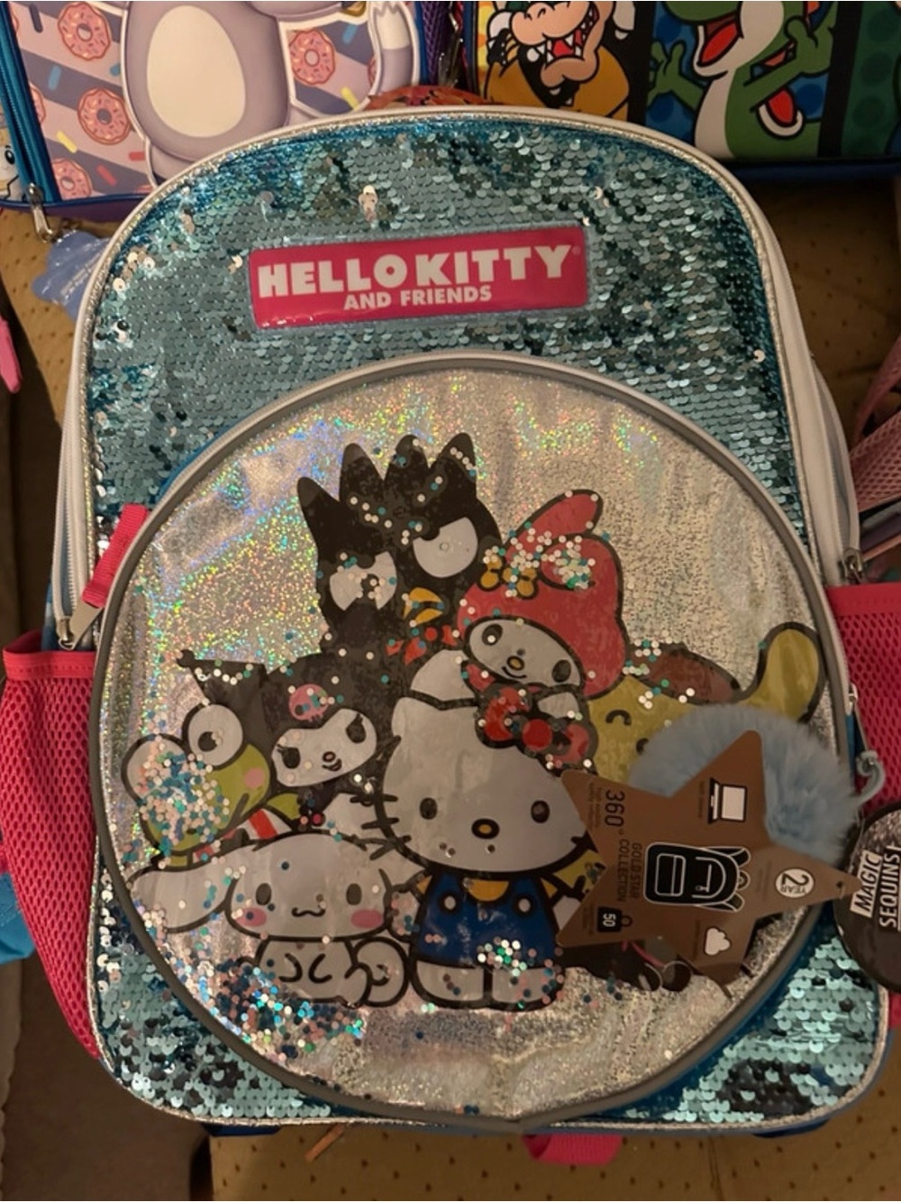 Hello Kitty & Friends Sequin Glitter Backpack NWT Kids School Bag